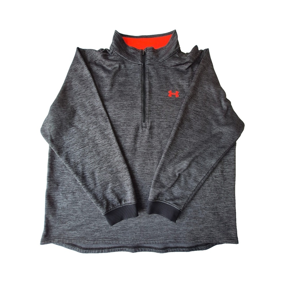 Under Armour ColdGear 1/4 Zip Pullover Fleece Jacket Gray Orange Men's 3XL